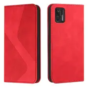 Stylus 2021 Case PU Leather Flip Cover Magnetic Closure Wallet Card Slots Stand Case - Red