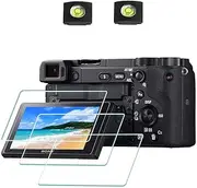 [ULBTER] A6400 Screen Protector for Sony Alpha A6600 A6400 A6300 A6100 A6000 A5000 Camera [3 Pack] & Hot Shoe Cover, 0.3mm 9H Hardness Tempered Glass Flim Anti-Scrach Anti-Fingerprint