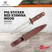 Nieto Pig Sticker Hunting Knife 20cm Stamina Wood Handle Fixed Blade W/ Sheath