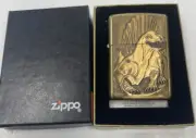 ZIPPO 1994 BARRET SMYTHE DIMETRODON DINOSAUR BRASS LIGHTER UNFIRED IN BOX Q394