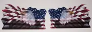 11" X 18" PAIR American Flag Bald Eagle Window Corn Hole Decal Decals Stickers