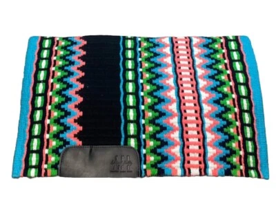 Peach Cyan Sham Black&White Etwestern Show wool saddle blanket Oversized 34*42