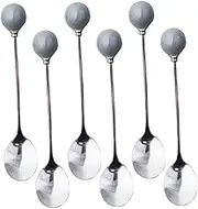 OFFSCH 6pcs Grey Ceramic Handle Mini Stainless Steel Dessert Spoon Ergonomic for Coffee Cake and Tea Tableware for Home Use and Present Giving