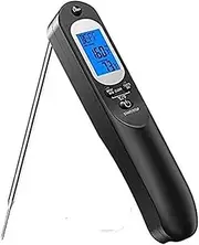 Waterproof Digital Instant Read Meat Thermometer， Folding Probe Backlight & Calibration Function for Cooking Food Candy, BBQ Grill, Liquids,Beef
