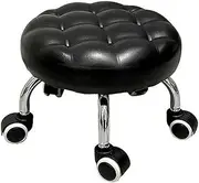 [Leona Co] Round Low Rolling Stool Roller Small Short Stools Universal Swivel Caster Stools Easy Mobility, Comfortable and Convenient Work, 24cm Height