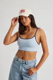[Factorie] Factorie - Lucy Crop Cami - Cloud blue/navy blazer M CLOUD BLUE/NAVY BLAZER