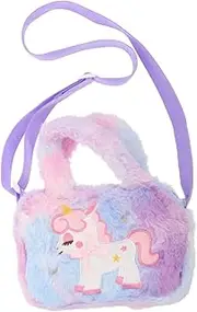 [Baluue] Unicorn Plush Crossbody Bag for Cute Cartoon Purse Organizer for Teen Spacious Design for Jewelry Cosmetics Travel Stylish Dyed