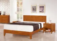 在飛比找Yahoo!奇摩拍賣優惠-凱西南洋風情5尺柚木色實木雙人床架/床台 出清特價