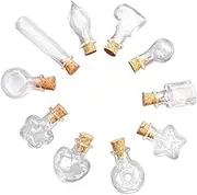 10 Pieces Mini Glass Bottle Cute Jars Vials with cork Wish Bottle glass vial pendant (mixed shape)