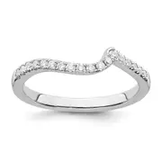 0.18ct. CZ Solid Real 14k White Gold Contoured Wedding Wedding Band Ring