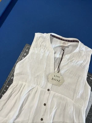 Knox Rose Gauzy Smocked Sleeveless Dress Size XS White Sun Midi Dress NWT