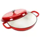 Cast Iron Casserole Braiser,3.8 Quart Enameled Cast Iron Pan,Heavy Duty Casse...