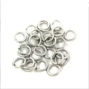 10 Stainless Steel Jump Rings Open - 12mm x 2mm - Textured Design - J105
