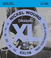 D'Addario EXL116 Nickel Wound Electric Guitar Strings, Medium Top-Heavy Bottom, 11-52