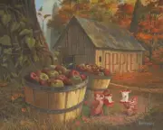 Chip N Dale Disney Fine Art Michael Humphries Signed Lt Ed 195 Apple a Day