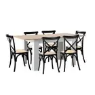 160cm Extendable Dining Table with 6PCS Chairs Crossback Black