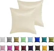 Silky Soft Satin European Pillowcase Pillow Sham - 2 Pack - 65cm x 65cm (Ivory)