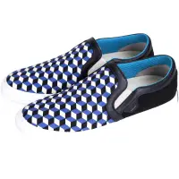 在飛比找Yahoo奇摩購物中心優惠-MOA SLIP ON CUBISMO 幾何圖形拼接帆布便鞋