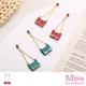 【MISA】韓國設計可愛小提包氣質美鑽造型長耳環 紅