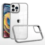 For iPhone 15 Pro Max TPU+Hard PC Metal Button Lens Frame Cover Phone Shell Clear Phone Case