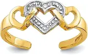 [JewelryWeb] 14k Rhodium Diamond Love Heart toe ring-toe ring for Women