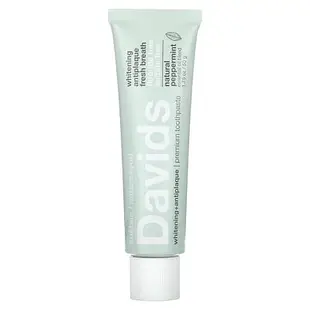 [iHerb] Davids Natural Toothpaste Premium Toothpaste, Whitening + Antiplaque, Natural Peppermint, 1.75 oz (50 g)