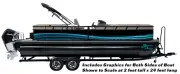 Thin Blue Wave Lines Black Graphic Kit Decal Fishing Boat Wrap Vinyl Pontoon
