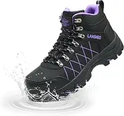 [LANSNBO] Waterproof Steel Toe Boots for Women Wide Width Non Slip Work Shoes Lightweight Slip Resistant Safety Toe Sneakers Indestructible Construction Composite Toe Footwear