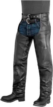 River Road Plains Mens Leather Motorcycle Chaps Size Med # 093841