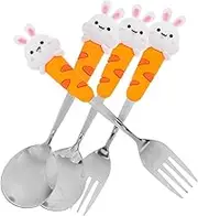 IMIKEYA 4pcs Cute Bunny Shaped Stainless Stirring Spoons Set Whimsical Design for Ice Cream Tea and Party Tableware and Decorative Dining Utensils