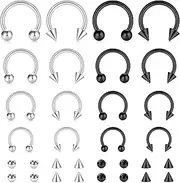 [TOKRING] 16G Septum Nose Rings Stainless Steel Hinged Seamless Nose Hoop Ring Horseshoe Piercing Jewelry Captive Bead Ring Helix Daith Tragus Cartilage Earrings for Women Men