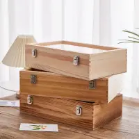 在飛比找蝦皮商城精選優惠-【萬家】木盒 木質收納盒 木盒收納盒 復古木盒 玻璃蓋木盒 