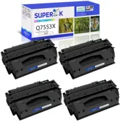 4 PACK - Q7553X 53X Toner Cartridge for HP M2727nfs MFP P2015dn P2015x P2010