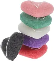 TOGEVAL 6Pcs Heart Shaped Facial Sponges for Gentle Face Washing Exfoliating Versatile Cleansing Sponges for Face Body Durable Skin Refining and Revitalizing Cleanse