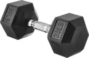 Rubber Encased Exercise +Fitness Hex Dumbbell Hand Weight for Strength Training
