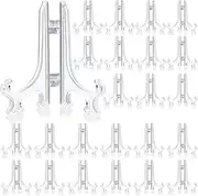 Patelai 48-Piece Mini Easel Stands Plastic Plate Stand Holder Display Easel for Display Picture Frame Collectibles Desktop Weddings Party Home Decoration (Clear, 4 Inch)