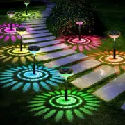 Bright Solar Pathway Lights 8 Pack,Color Changing+Warm White LED Path Lights ...