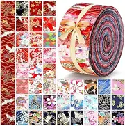 [Peryiter] 40 Pcs Cotton Jelly Fabric Roll Quilting Strips Different Patterns Patchwork Craft Sewing Supplies for Quilters Crafting Sewing DIY Crafts, 39.37 x 2.56 Inches(Japanese)