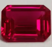 Beautiful Vibrant Red Emerald Cut Cubic Zirconia (CZ) 8x6mm Loose Stone