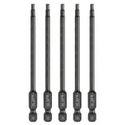 5pcs 3mm Metric Hex Head Wrench Drill Bit 100mm Length Magnetic Bits, Black