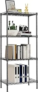 [Forthcan] 4-Tier Shelving Unit Adjustable Metal Wire Shelf Unit Storage Rack Organizer for Bathroom Kitchen Pantry Closet (Black)