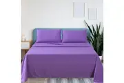 LINENOVA Premium Microfiber 3-Pieces Fitted Bed Sheet Set 5 Sizes Purple