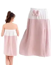 [Generic] Spa Body Wrap for Women - Bath Body Wrap Women Adults Towel Adjustable,Snap Closure After Shower Skirt Wearable Robe Bow Tie Design for Swimming, Travel, Camping