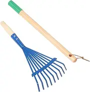 Abaodam Kids Yard Tools Detachable Rake with Wooden Handle for Leaves and Gardening Lightweight Garden Rake Ideal for Toddlers and Outdoor Play Blue