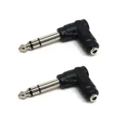 2-Pack Stereo 1/4" Male Plug to 3.5mm 1/8" Female Jack Angle Elbow Cable Adapter
