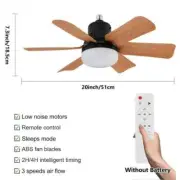 Vintage wooden smart lamp fan with 6 blades, adjustable speeds Suitable E26/E27
