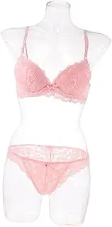 [WATIIFUFU] Cotton Lace Underwear Women's Bra and Panty Set Sleepwear Nightwear Honeymoon Wedding Christmas Size Pink