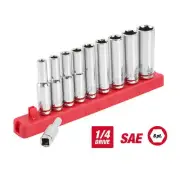 1/4-Inch Drive Deep Standard SAE Sockets, 11-Piece