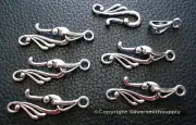 6 Hook & eye clasp sets for necklace bracelets anklets ant. silver plated FPC348
