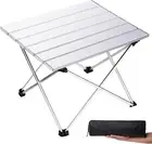 Small Folding Camping Table with Aluminum Table Top, Beach Table for Sand with C